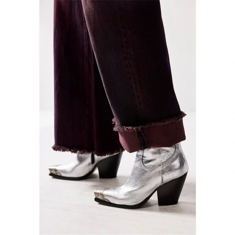 Free People Brayden Western Boot Pewter Size 8 NWT